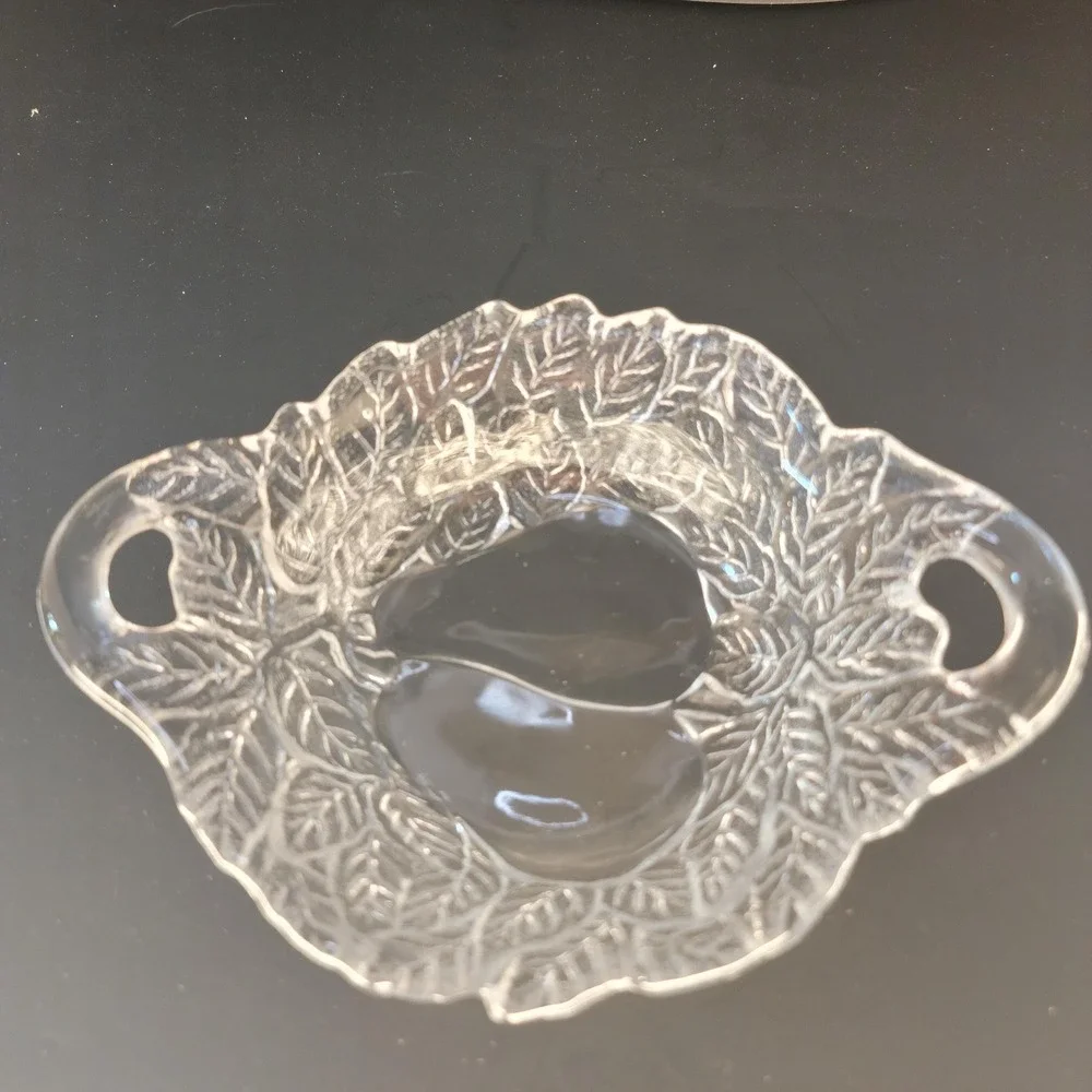 Vintage Indiana Glass Avocado Sweet Pear Clear Glass Relish Pickle Dish